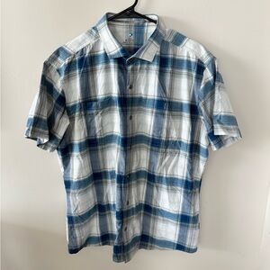 Kuhl Men's Casual Blue and White Plaid Shirt